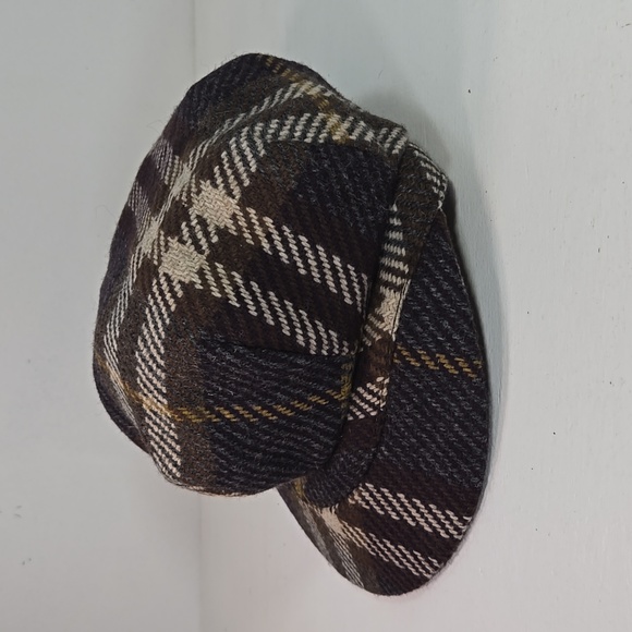 Plaid Newsboy Cap - Brown and Cream - Picture 4 of 11